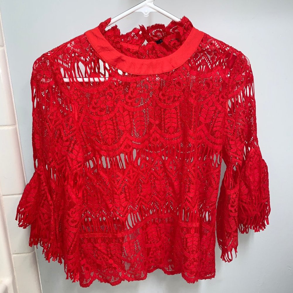 Lace Night Out Blouse - Red